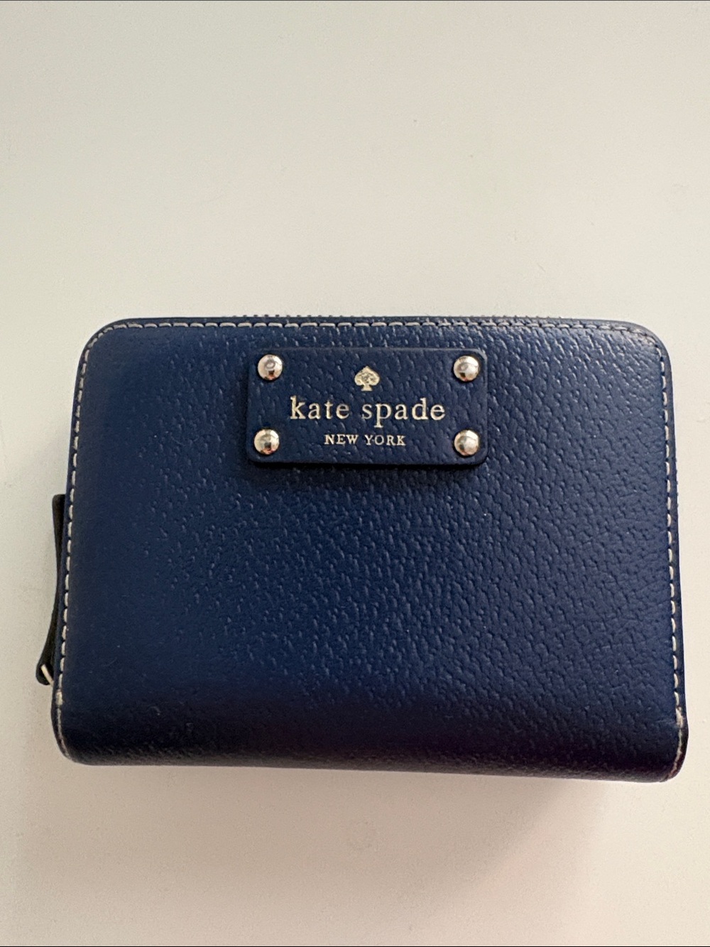 Kate Spade Navy Pebbled Leather Compact Wallet
